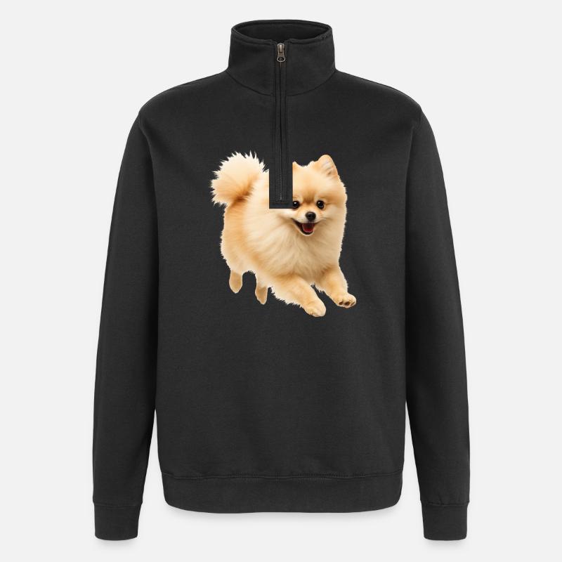dwarf spitz - Quarter-Zip Sweatshirt - black
