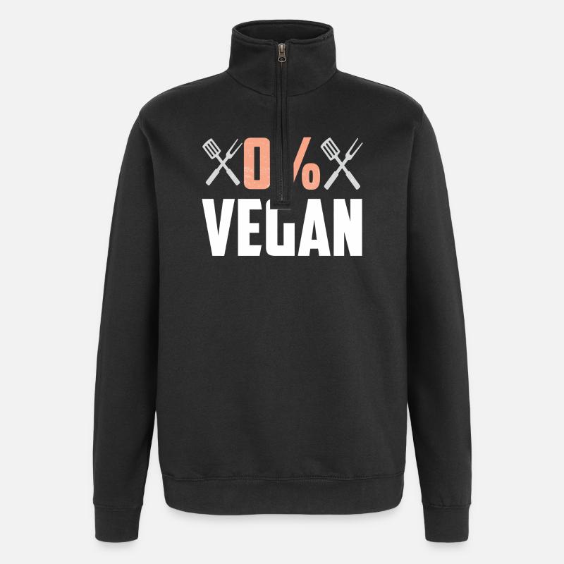 0 % végétalien - Sweat à zip 1/4 - noir