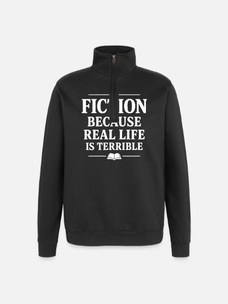 Inspirational Quote: Life and Reality - Quarter-Zip Sweatshirt - black