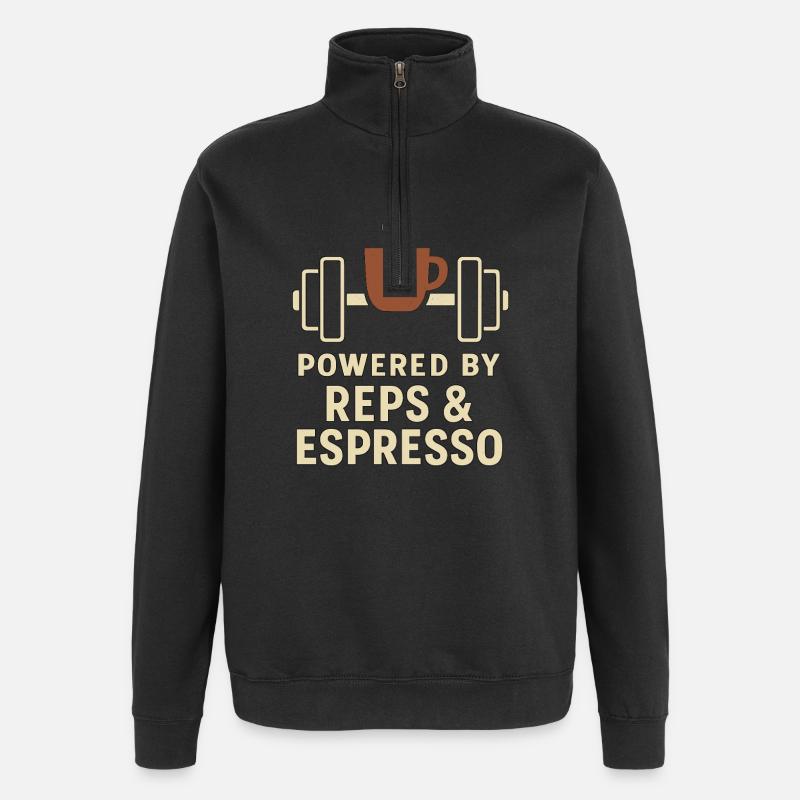 Angetrieben Von Reps & Espresso - Quarter-Zip-Sweatshirt - Schwarz
