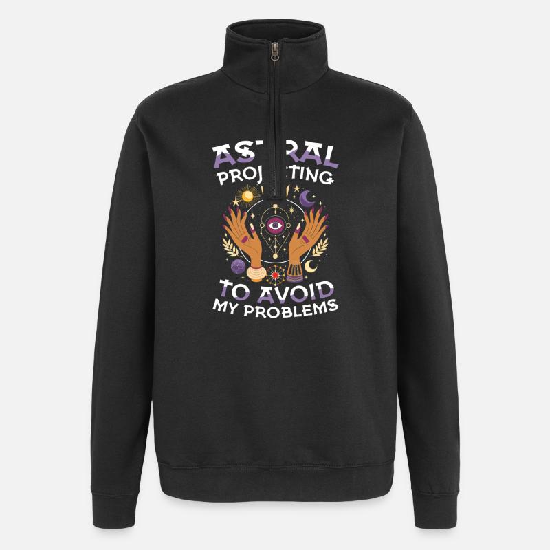 Astral projection against my problems - Quarter-Zip Sweatshirt - black
