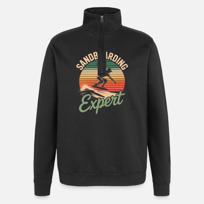 Retro Sunset Sandboarder Expert Summer - Quarter-Zip Sweatshirt - black