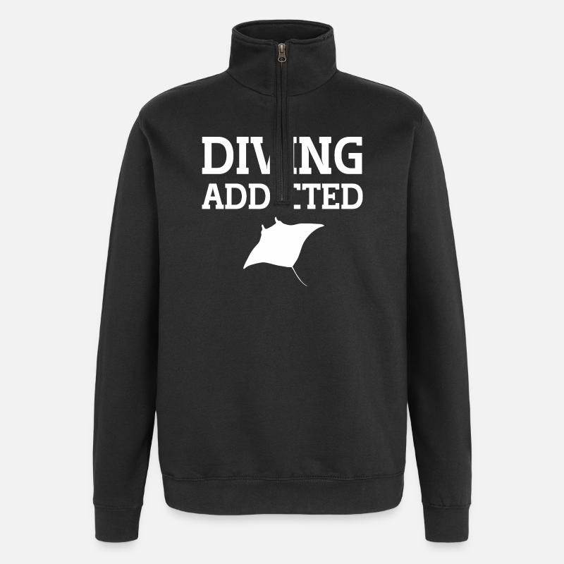 Raie manta dépendante de plongée - Sweat à zip 1/4 - noir
