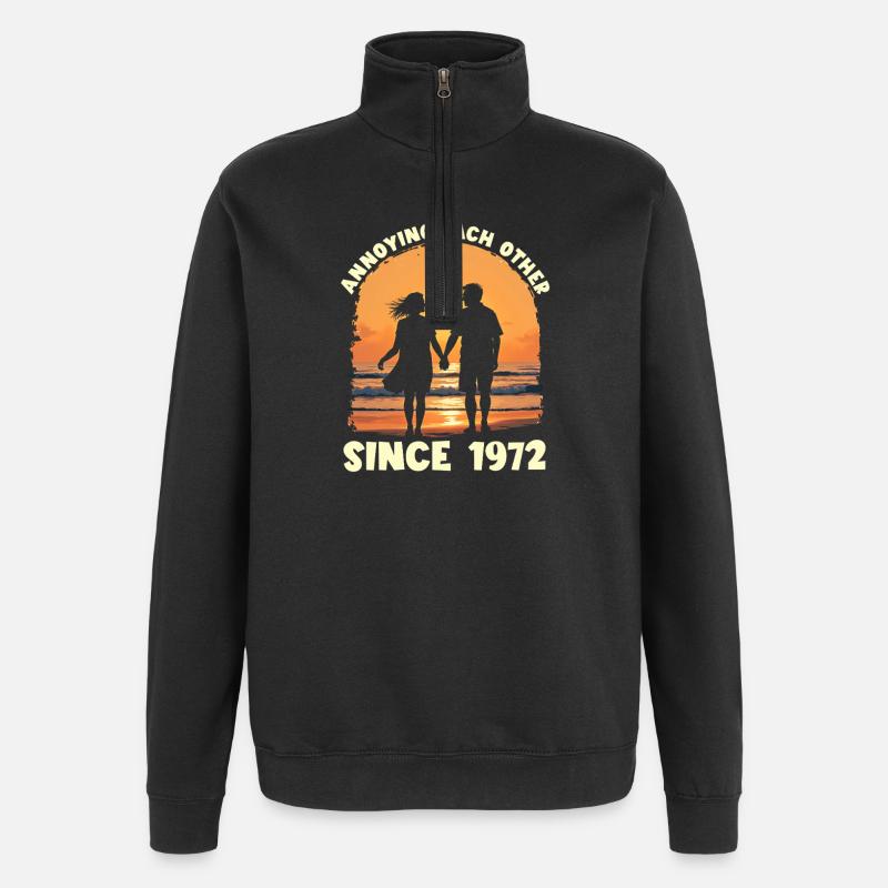Anniversaire du harcèlement mutuel depuis 1972 - Sweat à zip 1/4 - noir