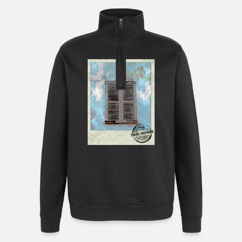 Verwitterte Fenster im Südstil - Quarter-Zip-Sweatshirt - Schwarz