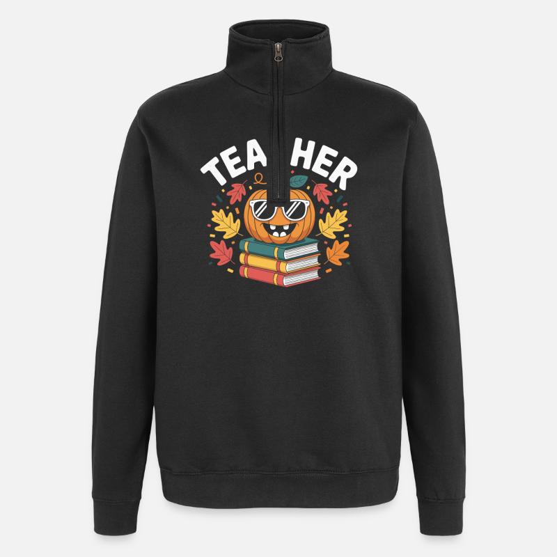 Teacher Gift Idea Autumn - Quarter-Zip Sweatshirt - black