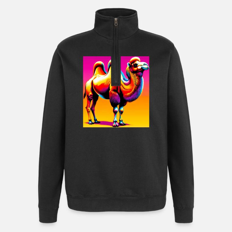 camel - Quarter-Zip Sweatshirt - black