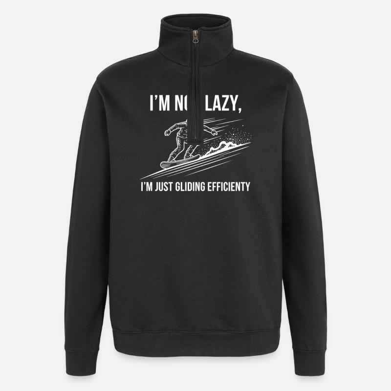 Not lazy, just efficient - Quarter-Zip Sweatshirt - black