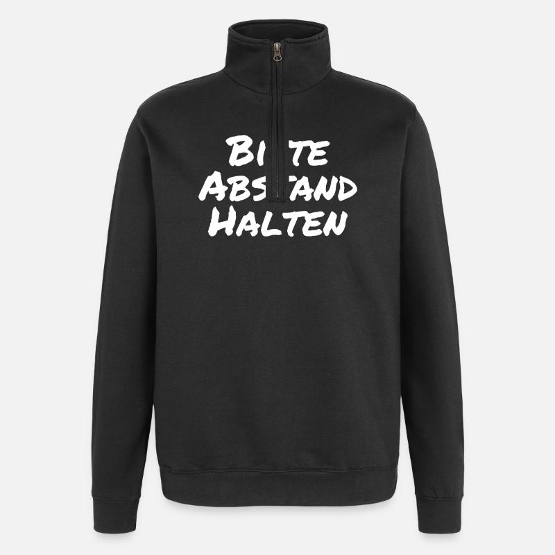 Bitte Abstand halten Morgenmuffel Langschläfer - Quarter-Zip-Sweatshirt - Schwarz