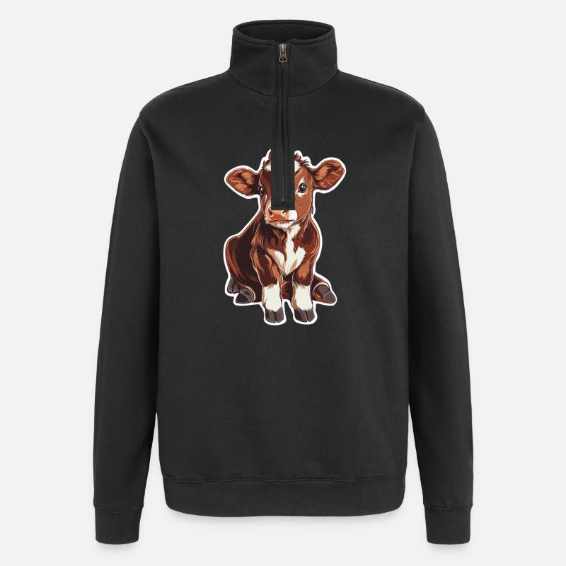 Kuh - Quarter-Zip-Sweatshirt - Schwarz