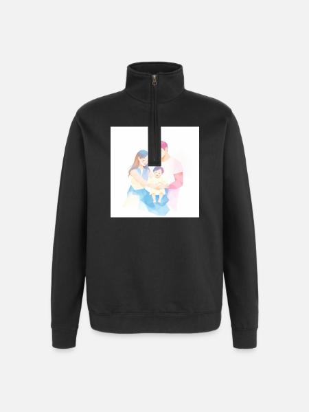 Cute and modern family illustration - Quarter-Zip Sweatshirt - black