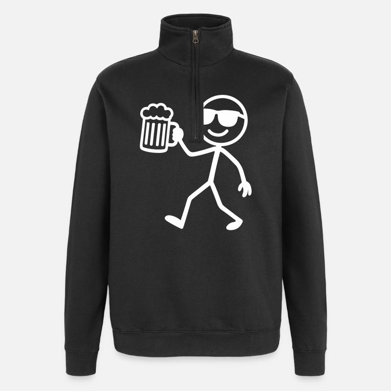 strichmännchen bier - Quarter-Zip-Sweatshirt - Schwarz