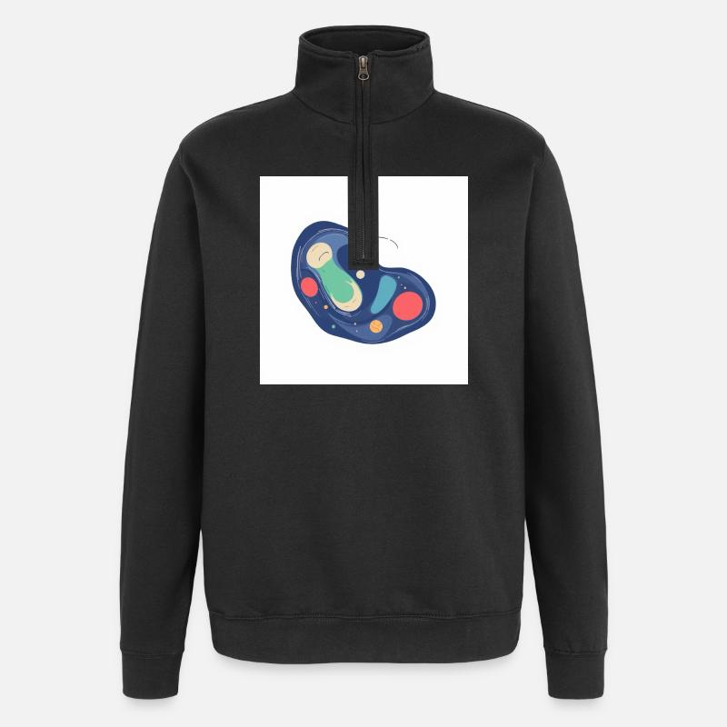 Motif abstrait Cosmos en bleu - Sweat Ă zip 1/4 - noir