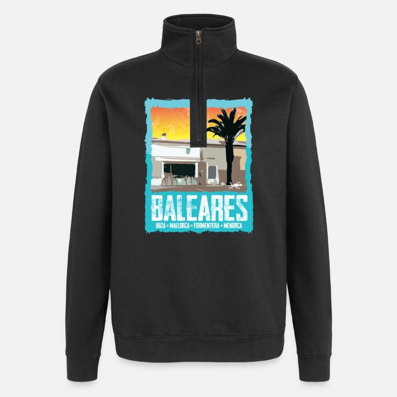 Îles Baléares Coucher de soleil Silhouette - Sweat à zip 1/4 - noir