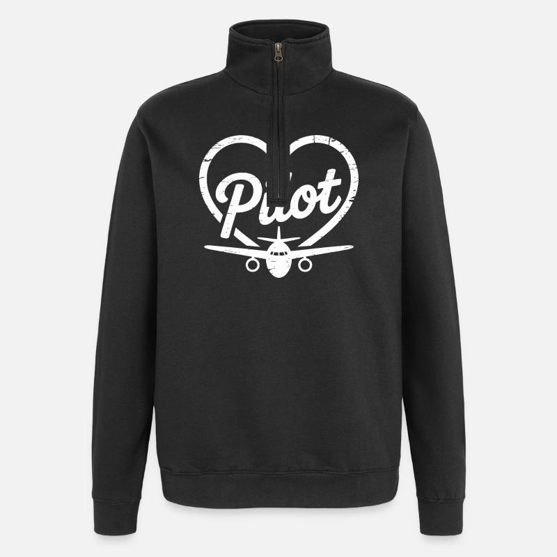 Pilot Flugzeug Design - Quarter-Zip-Sweatshirt - Schwarz