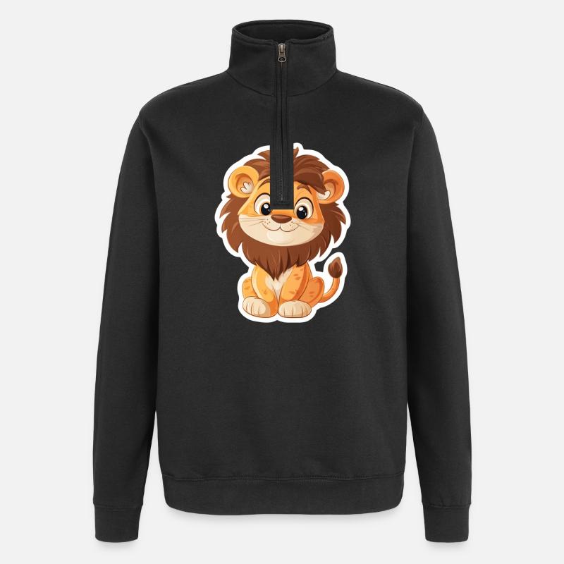Löwe - Quarter-Zip-Sweatshirt - Schwarz