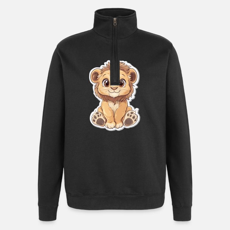 Löwe - Quarter-Zip-Sweatshirt - Schwarz