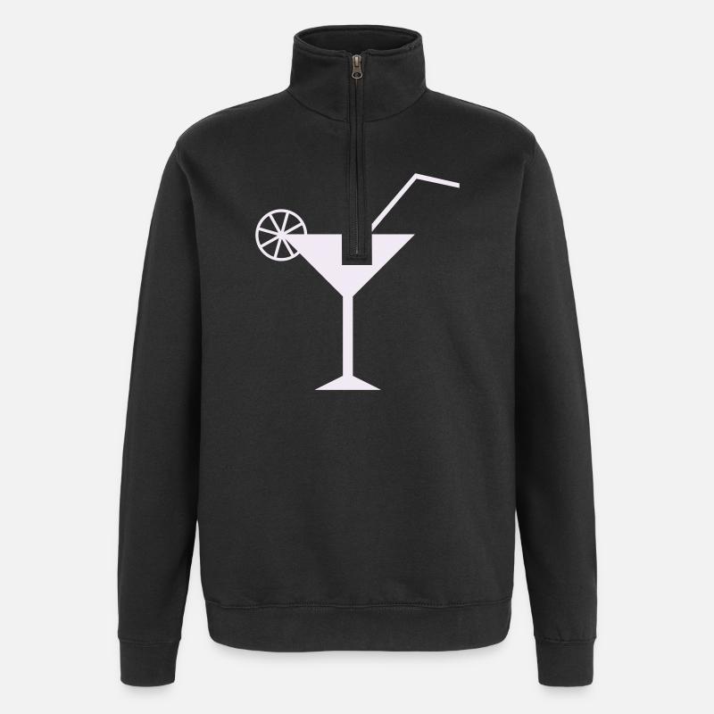 Design élégant de cocktail au citron - Sweat à zip 1/4 - noir