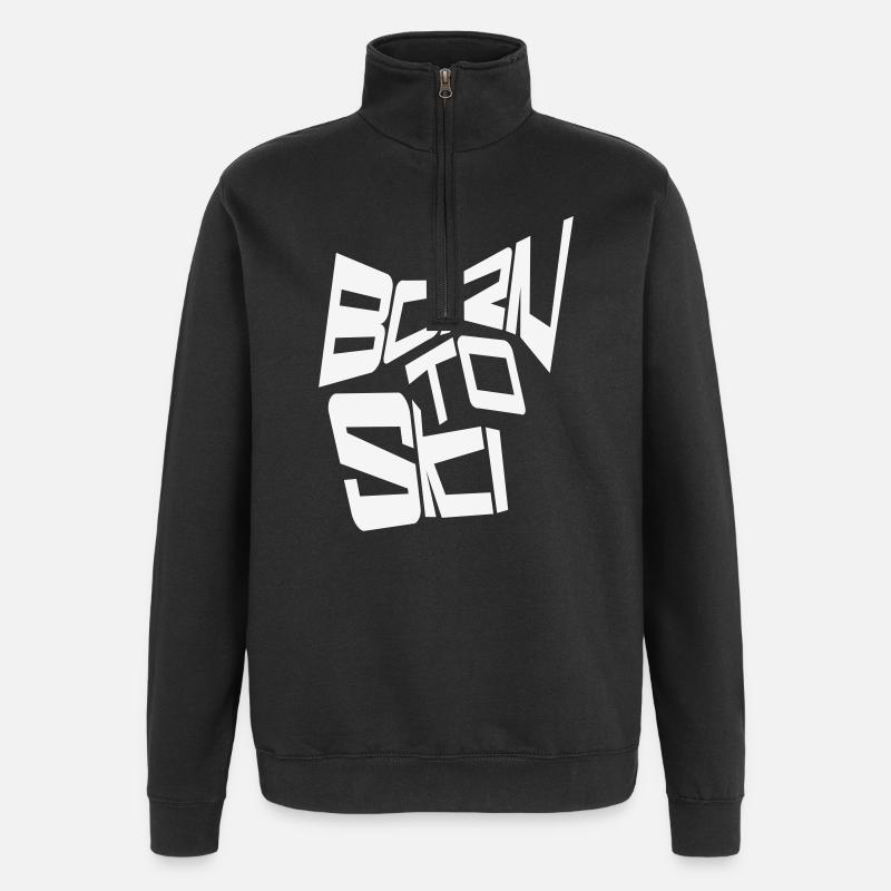 Motif de ski - Moderne - Sweat à zip 1/4 - noir