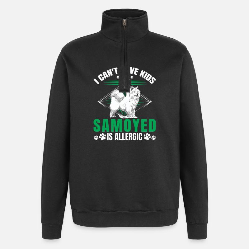 Samojede ist allergisch Schlittenhund - Quarter-Zip-Sweatshirt - Schwarz