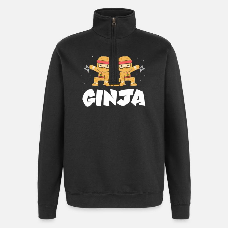 Gingerbread Christmas Gingerbread Man Gingerbread - Quarter-Zip Sweatshirt - black