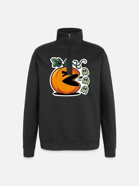 Halloween Pumpkin Gaming Design - Quarter-Zip Sweatshirt - black