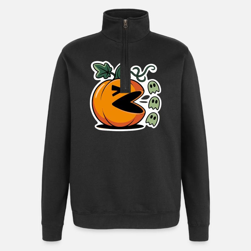 Halloween Pumpkin Gaming Design - Quarter-Zip Sweatshirt - black