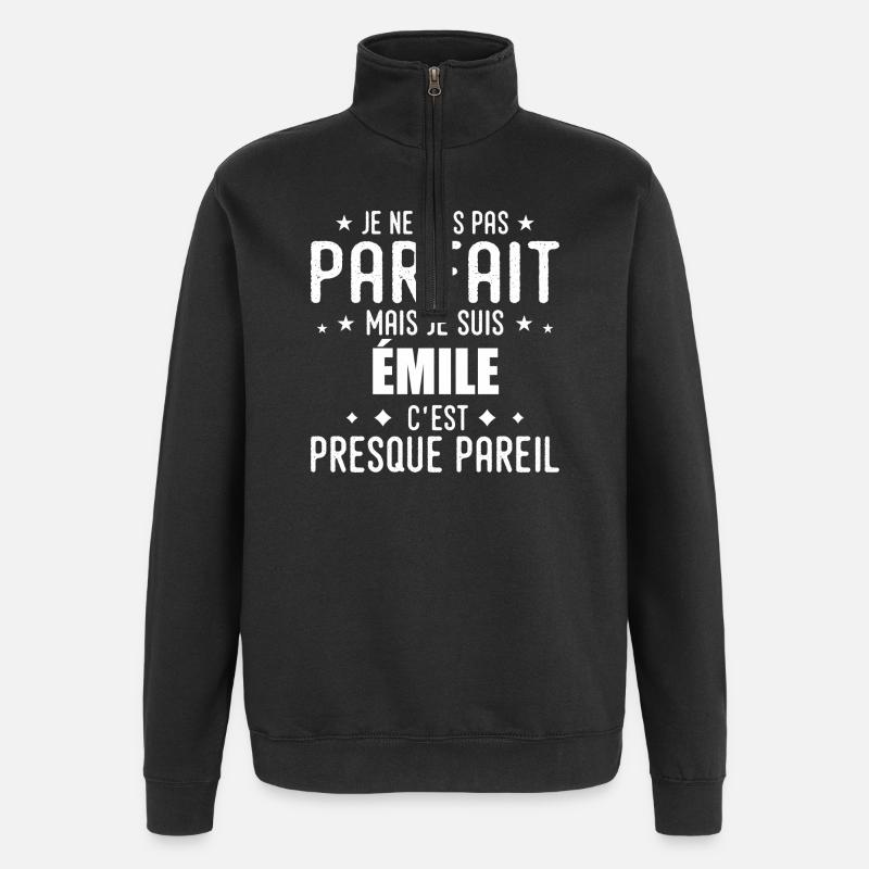 Emile : authentique, imparfait, top, perfection - Sweat à zip 1/4 - noir