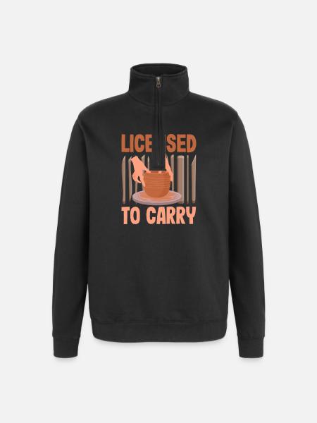 Licensed To Carry Töpferkunst-Liebe - Quarter-Zip-Sweatshirt - Schwarz