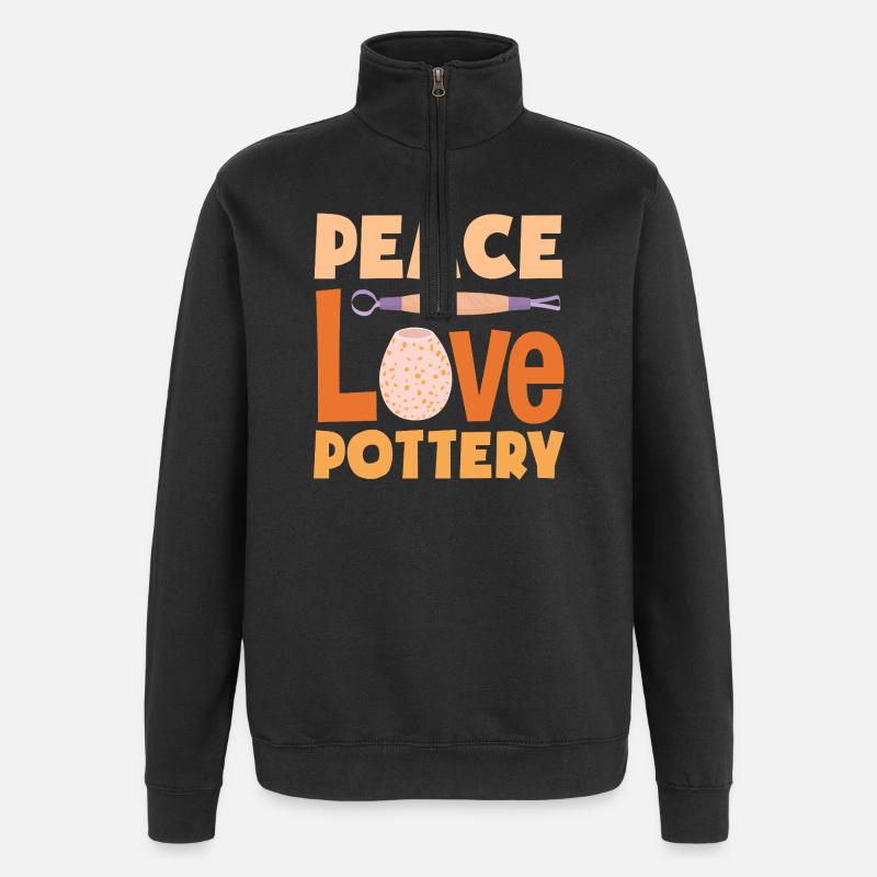 Frieden Liebe Töpferei Kunsthandwerk - Quarter-Zip-Sweatshirt - Schwarz