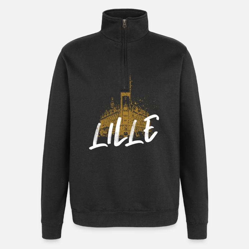 Tour du Vieux-Lille avec calligraphie - Sweat à zip 1/4 - noir