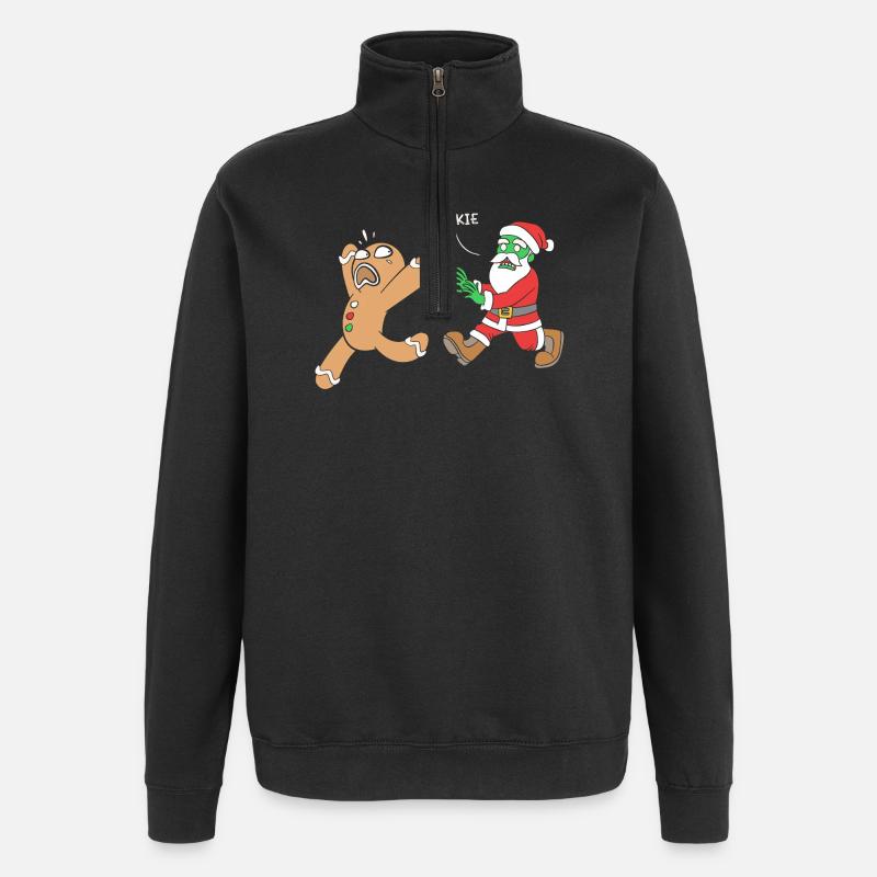 Lebkuchen Weihnachten Lebkuchenmann Gingerbread - Quarter-Zip-Sweatshirt - Schwarz