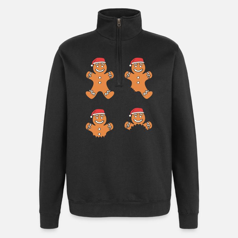 Lebkuchen Weihnachten Lebkuchenmann Gingerbread - Quarter-Zip-Sweatshirt - Schwarz