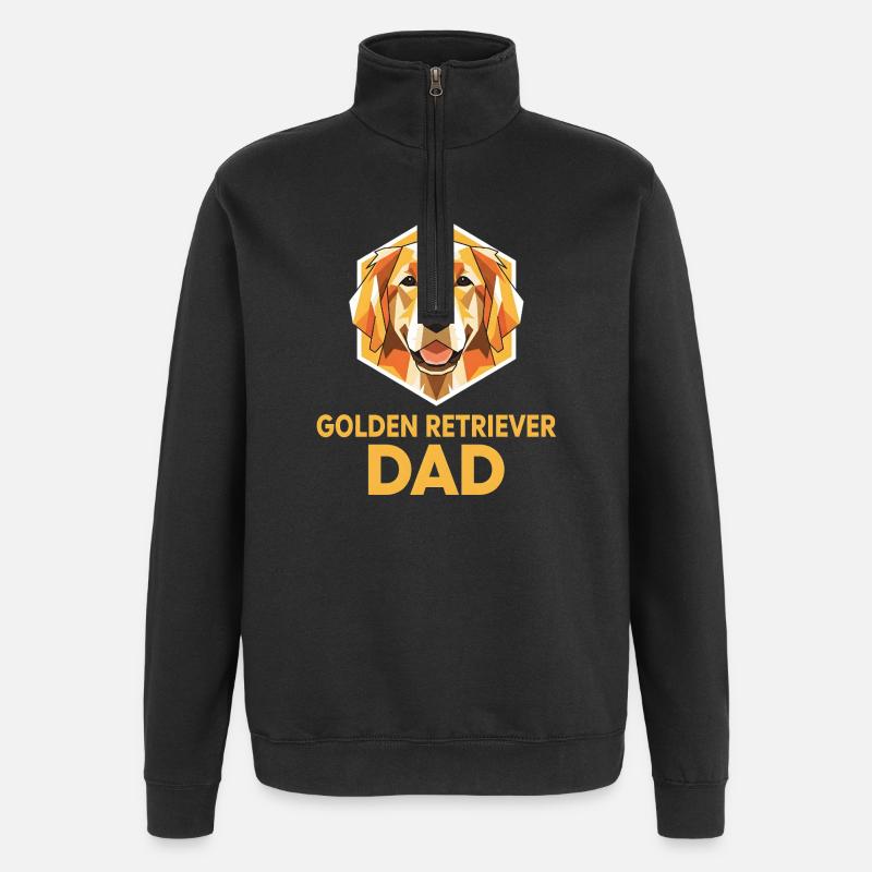 Golden retriever papa polygone chien - Sweat à zip 1/4 - noir