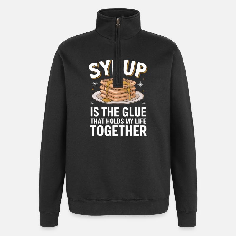 Gaufres et sirop Crêpes Cadeau Gaufres - Sweat à zip 1/4 - noir