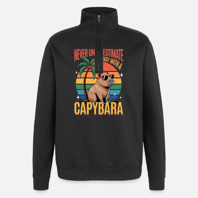 Drôle de Capybara - Sweat à zip 1/4 - noir