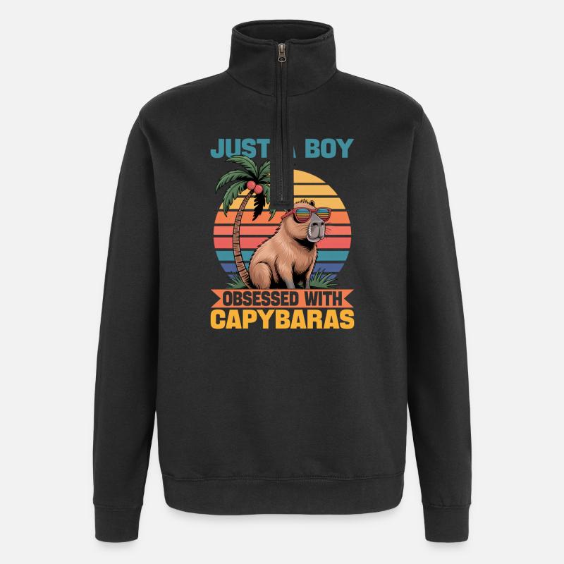 Drôle de Capybara - Sweat à zip 1/4 - noir
