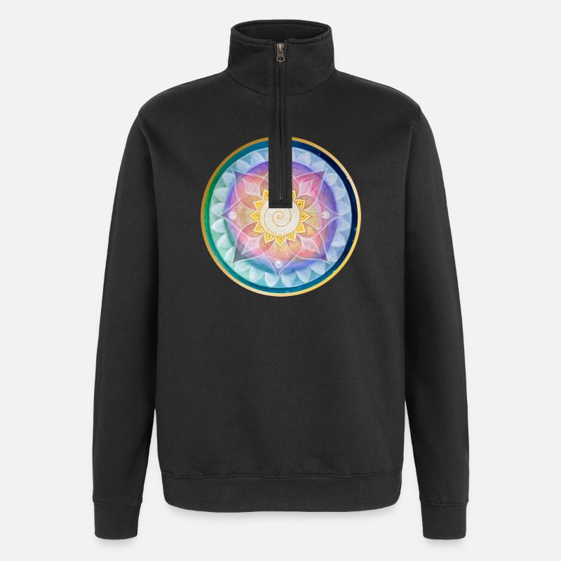 Harmonisches Mandala Meditations design - Quarter-Zip-Sweatshirt - Schwarz