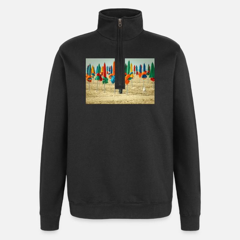 Am Strand - Quarter-Zip-Sweatshirt - Schwarz