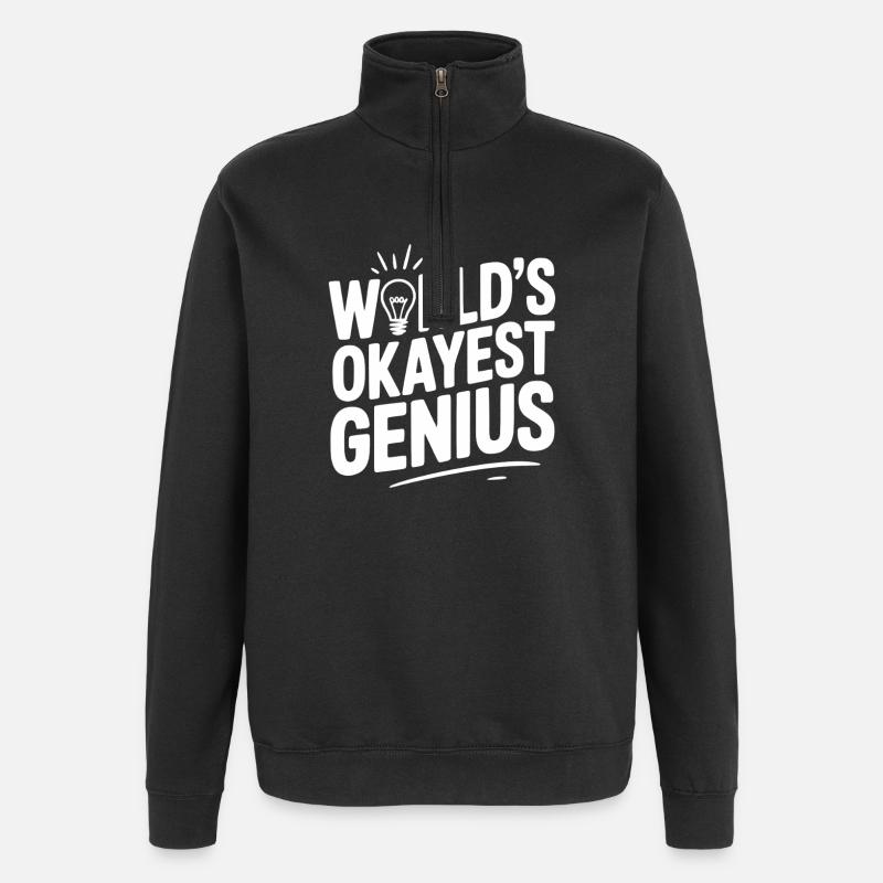 World’s Okayest Genius - Quarter-Zip Sweatshirt - black