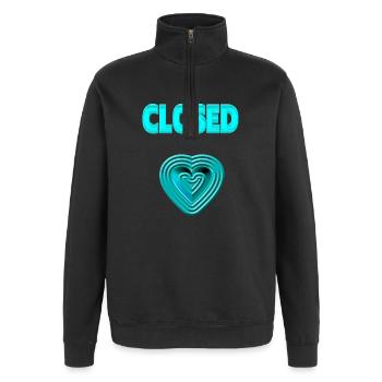 Neon heart love you heartache love closed - Quarter-Zip Sweatshirt - black - Front - AI Model Female 172 light (172cm) & AI Model Male 178 dark (178cm)