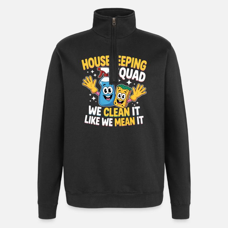 Conception de nettoyage amusante - Sweat à zip 1/4 - noir