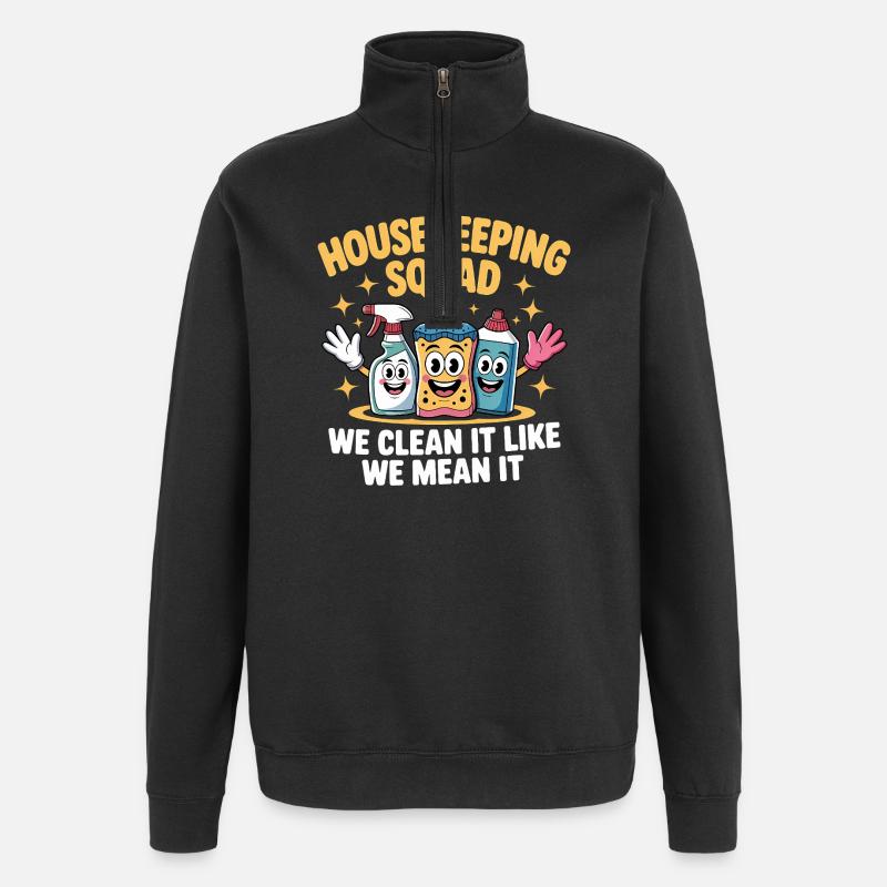 Lustiges Putzen Design - Quarter-Zip-Sweatshirt - Schwarz