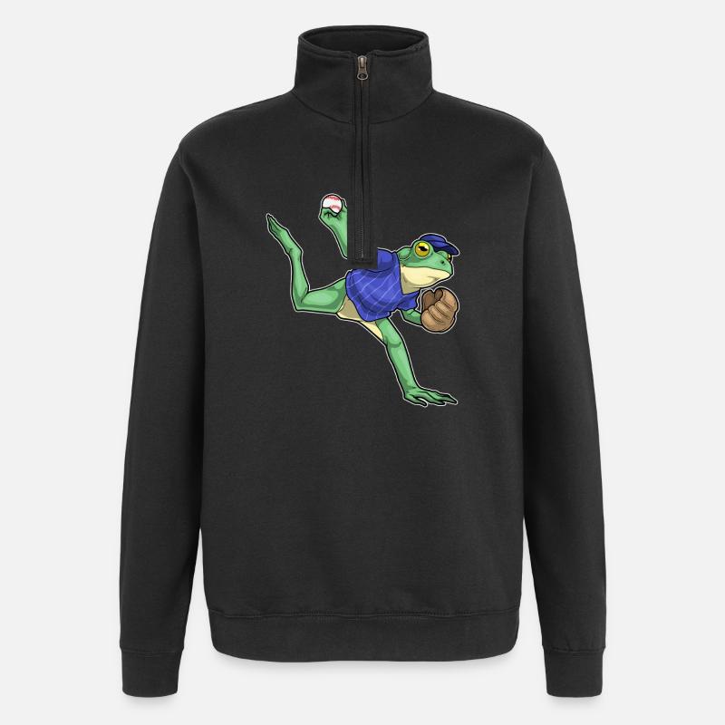 Frosch Baseball Baseballhandschuh - Quarter-Zip-Sweatshirt - Schwarz