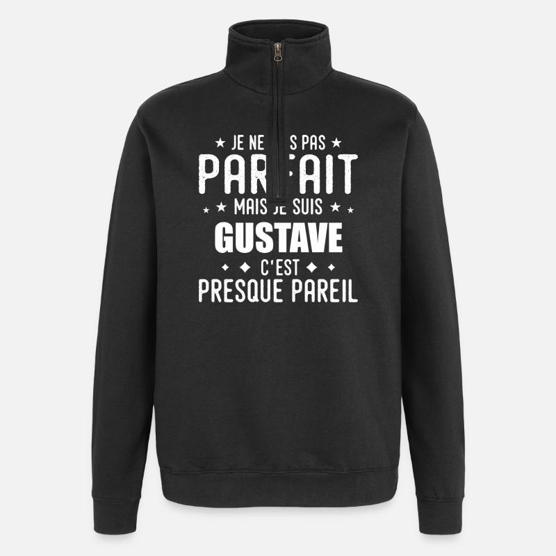 Gustave: authentic, imperfect, top, perfection - Quarter-Zip Sweatshirt - black