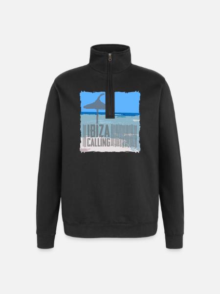 Ibiza beach setting with umbrella - Quarter-Zip Sweatshirt - black