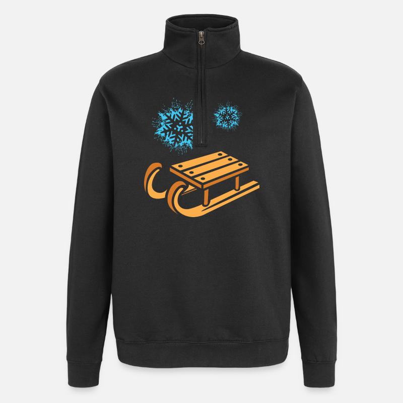 Schlitten mit Schneeflocken Cartoon - Quarter-Zip-Sweatshirt - Schwarz