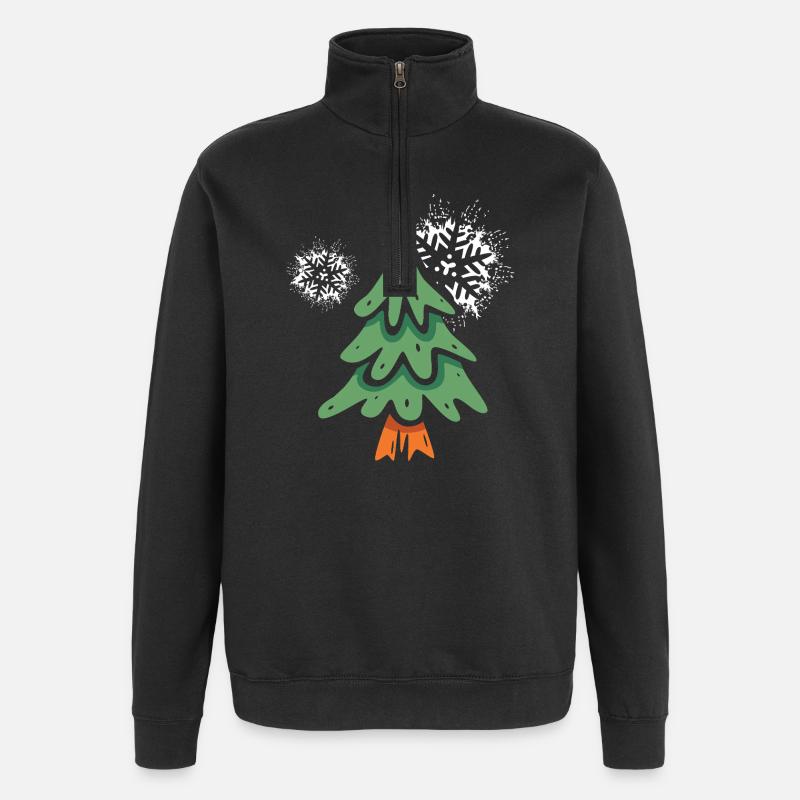 Weihnachtsbaum mit Schneeflocken - Quarter-Zip-Sweatshirt - Schwarz
