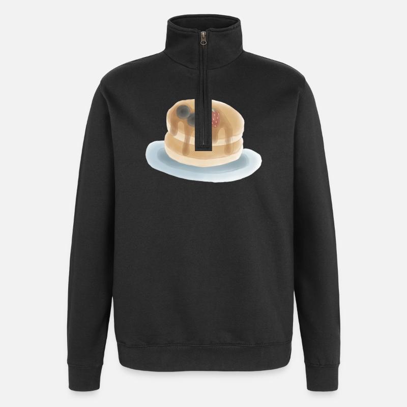Süße Beeren Pfannkuchen Illustration - Quarter-Zip-Sweatshirt - Schwarz