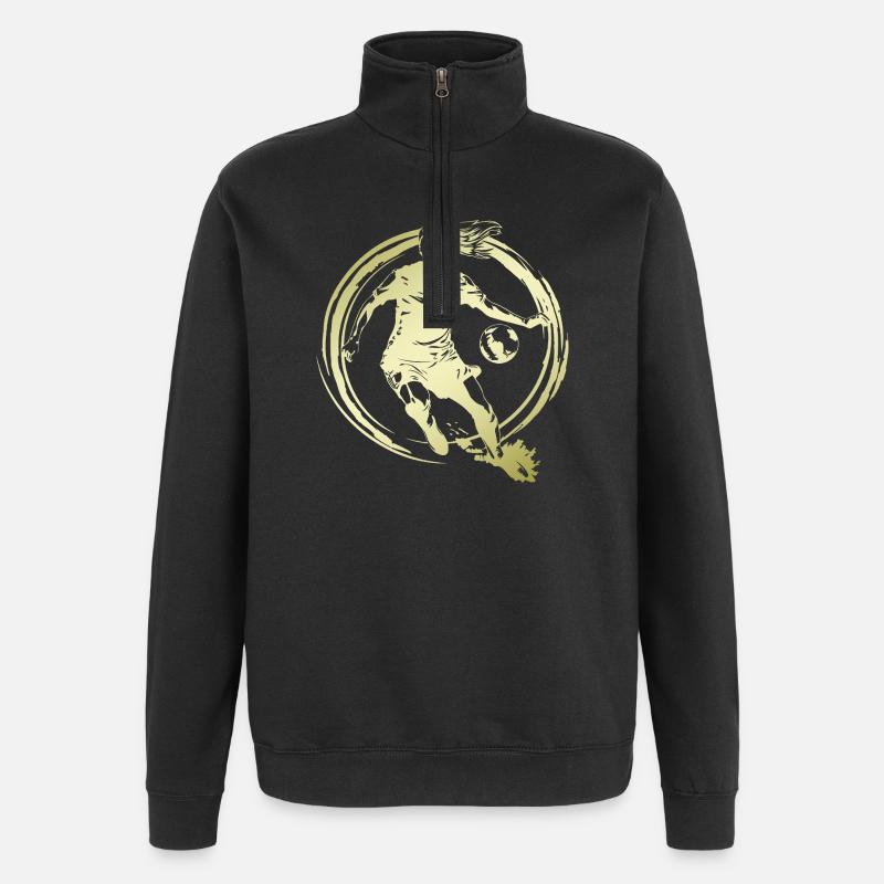 Silhouette d’une joueuse de football - Sweat à zip 1/4 - noir